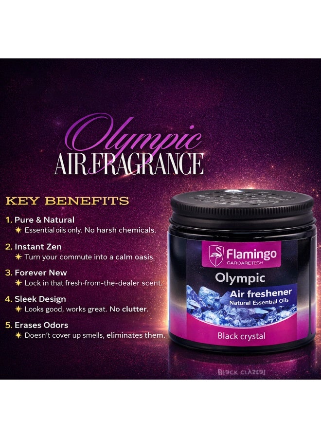 مجموعة من 3 قطع من معطر جو جل فلامنجو أولمبيك، كريستال أسود مع زيوت عطرية طبيعية، يدوم طويلاً للتحكم في الروائح، مناسب للسيارة والمنزل والمكتب ولوحة القيادة وحامل الأكواب، غير سام ومقاوم للانسكاب، KC-613 - Image 3